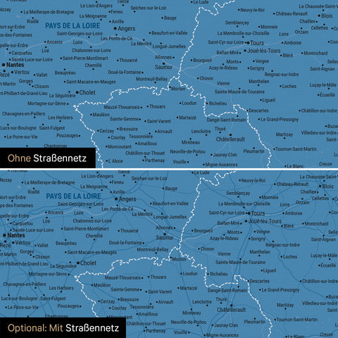 France Push Pin Map TRAVEL® (Pinboard) – Ocean Blue