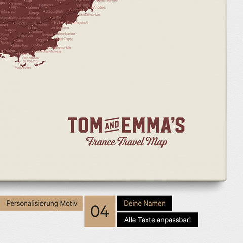 France Push Pin Map TRAVEL® (Pinboard) – Bordeaux Red