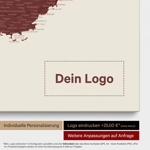 France Push Pin Map TRAVEL® (Pinboard) – Bordeaux Red