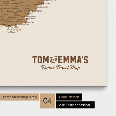 France Push Pin Map TRAVEL® (Pinboard) – Bronze