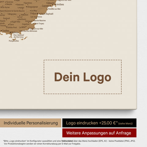 France Push Pin Map TRAVEL® (Pinboard) – Bronze