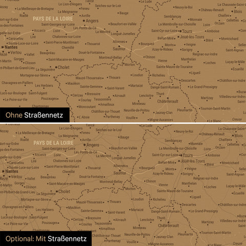 France Push Pin Map TRAVEL® (Pinboard) – Bronze