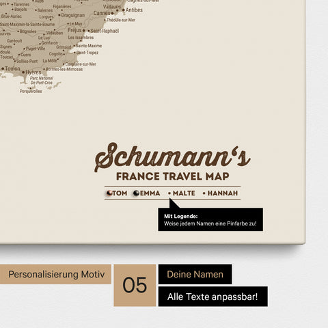 France Push Pin Map TRAVEL® (Pinboard) – Desert Sand