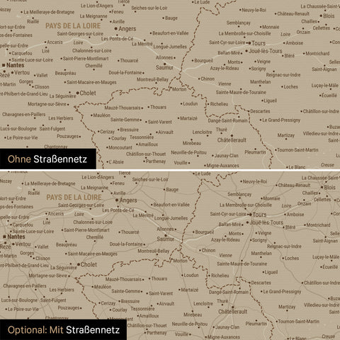 France Push Pin Map TRAVEL® (Pinboard) – Desert Sand