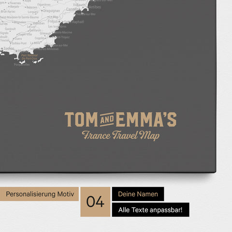 France Push Pin Map TRAVEL® (Pinboard) – Dark Gray