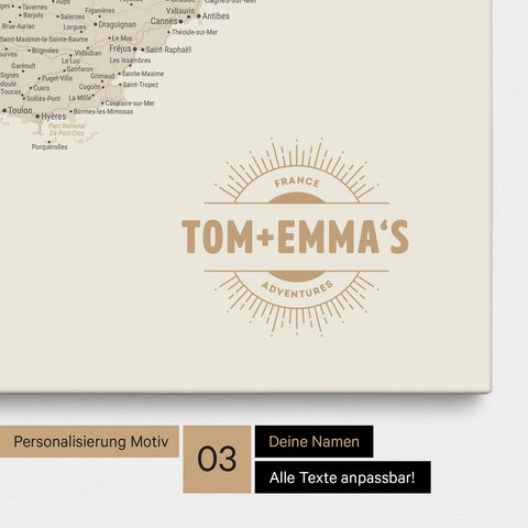 France Push Pin Map TRAVEL® (Pinboard) – Gold