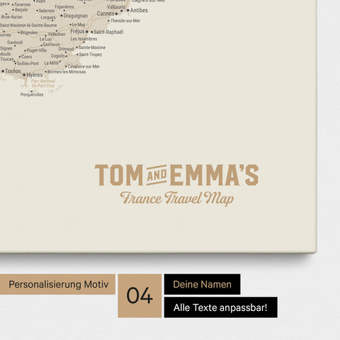 France Push Pin Map TRAVEL® (Pinboard) – Gold