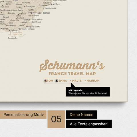 France Push Pin Map TRAVEL® (Pinboard) – Gold