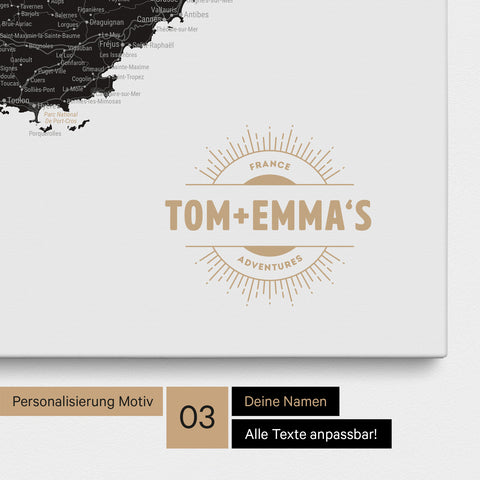 France Push Pin Map TRAVEL® (Pinboard) – Light Black