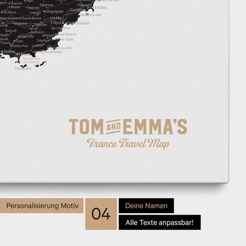 France Push Pin Map TRAVEL® (Pinboard) – Light Black