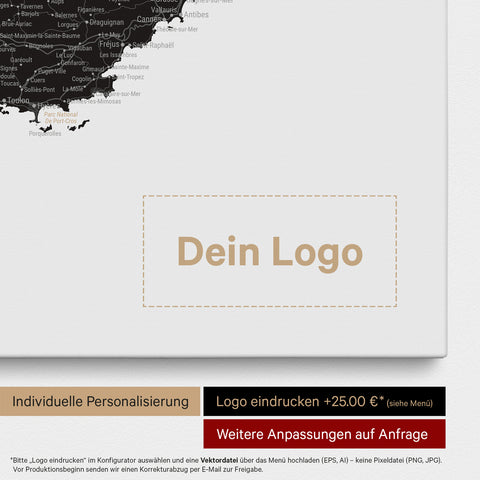 France Push Pin Map TRAVEL® (Pinboard) – Light Black