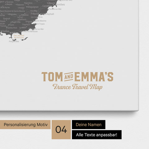 France Push Pin Map TRAVEL® (Pinboard) – Light Gray