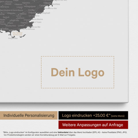 France Push Pin Map TRAVEL® (Pinboard) – Light Gray