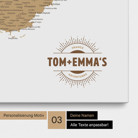 France Push Pin Map TRAVEL® (Pinboard) – Multicolor Beige