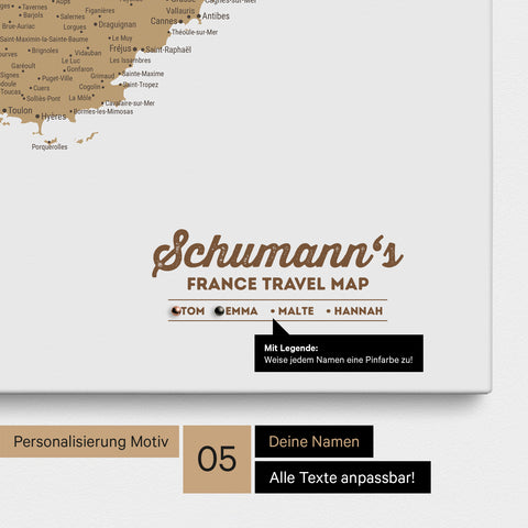 France Push Pin Map TRAVEL® (Pinboard) – Multicolor Beige