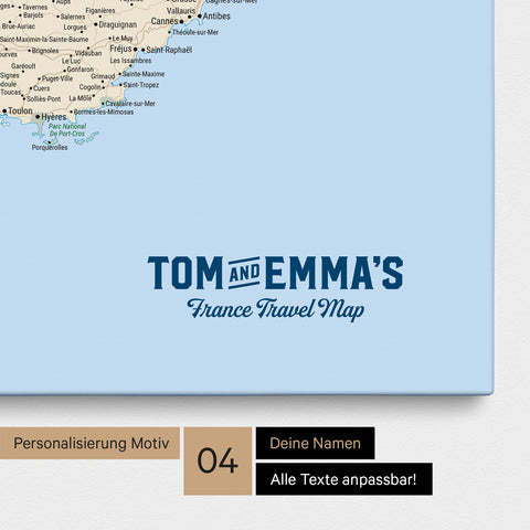 France Push Pin Map TRAVEL® (Pinboard) – Multicolor Classic