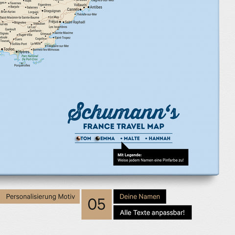 France Push Pin Map TRAVEL® (Pinboard) – Multicolor Classic