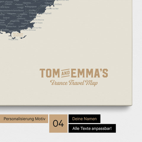 France Push Pin Map TRAVEL® (Pinboard) – Navy Light