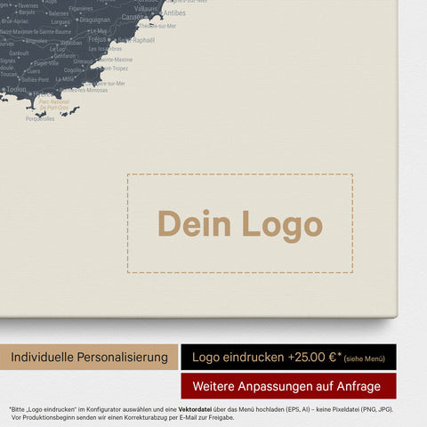 France Push Pin Map TRAVEL® (Pinboard) – Navy Light