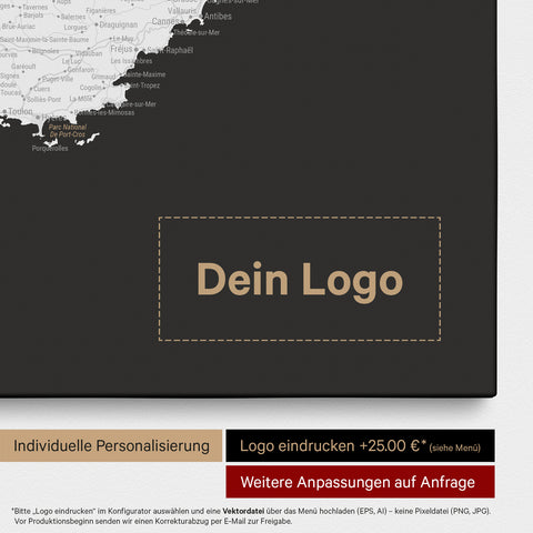 France Push Pin Map TRAVEL® (Pinboard) – Dark Black