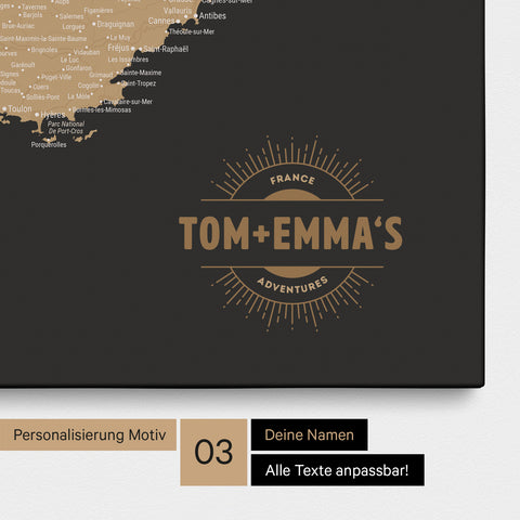 France Push Pin Map TRAVEL® (Pinboard) – Sonar Black