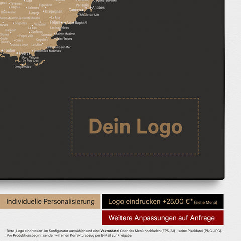 France Push Pin Map TRAVEL® (Pinboard) – Sonar Black