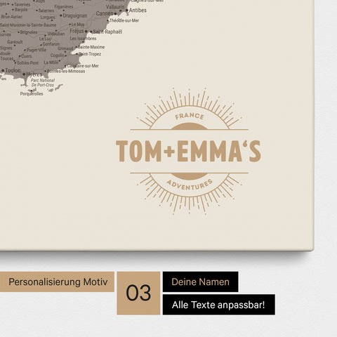 France Push Pin Map TRAVEL® (Pinboard) – Warmgray