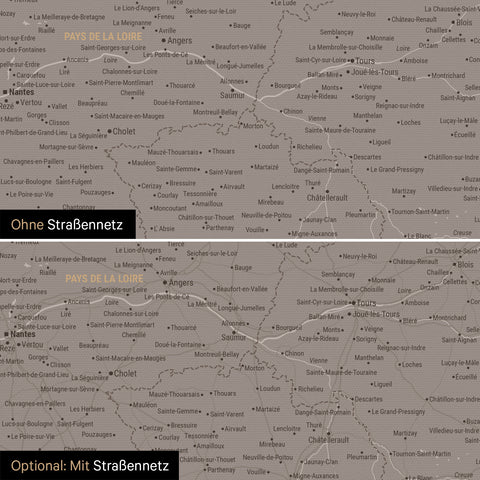 France Push Pin Map TRAVEL® (Pinboard) – Warmgray