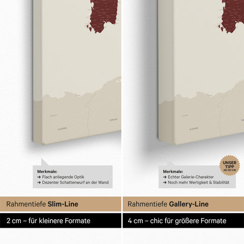 Italy Push Pin Map TRAVEL® – Bordeaux Red