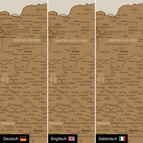 Italy Push Pin Map TRAVEL® – Bronze