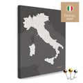 Italien-Landkarte in der Farbe Dunkelgrau in einem modernen, minimalistischem Design als Leinwand zum Pinnen von Reisen und Orten