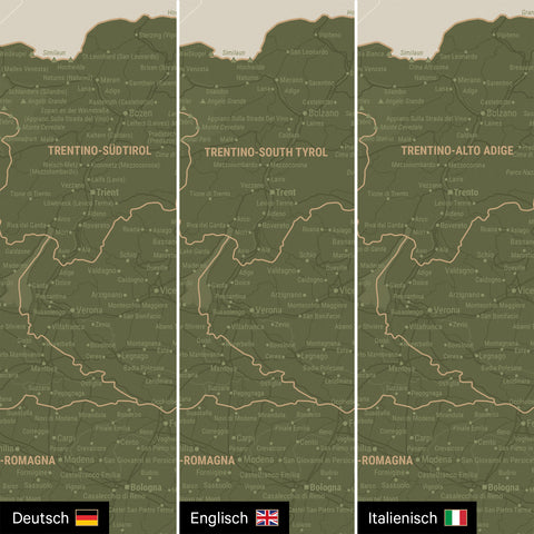 Italy Push Pin Map TRAVEL® – Olive Green