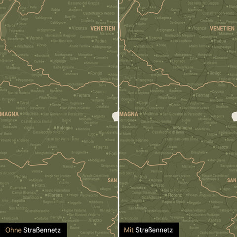 Italy Push Pin Map TRAVEL® – Olive Green