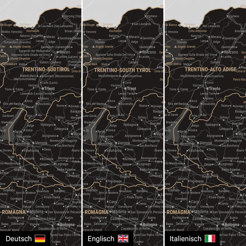 Italy Push Pin Map TRAVEL® – Light Black