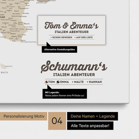 Italy Push Pin Map TRAVEL® – Multicolor Beige