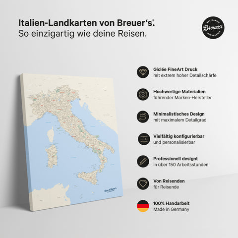 Italy Push Pin Map TRAVEL® – Multicolor Classic