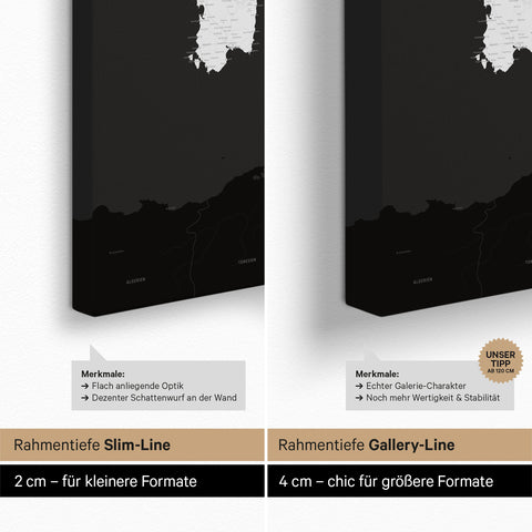 Italy Push Pin Map TRAVEL® – Dark Black (Black & White)