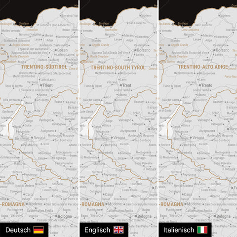 Italy Push Pin Map TRAVEL® – Dark Black (Black & White)