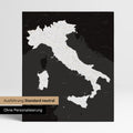 Neutrale Standard Ausführung der detaillierten Italien-Karte als Pinnwand Leinwand in Schwarz-Weiss ohne Personalisierung