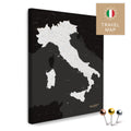 Italien-Landkarte in der Farbe Schwarz-Weiss in einem modernen, minimalistischem Design als Leinwand zum Pinnen von Reisen und Orten