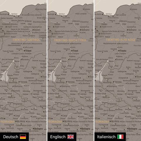 Italy Push Pin Map TRAVEL® – Warmgray