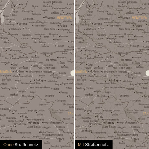 Italy Push Pin Map TRAVEL® – Warmgray