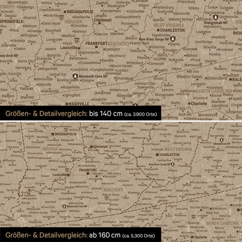 Canada & USA Push Pin Map TRAVEL® (Pinboard) – Desert Sand