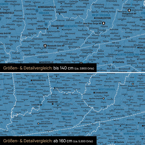 Canada & USA Push Pin Map TRAVEL® (Pinboard) – Ocean Blue
