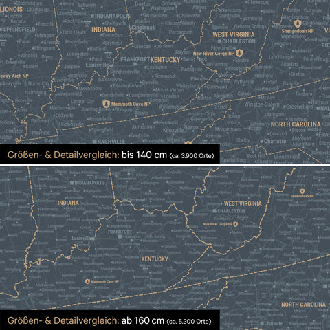 Canada & USA Push Pin Map TRAVEL® (Pinboard) – Denim Blue