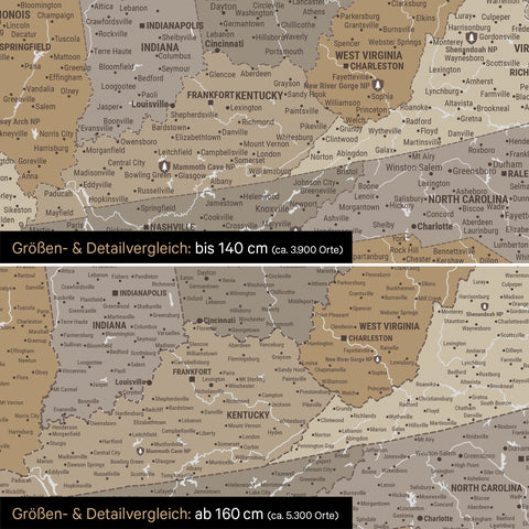 Canada & USA Push Pin Map TRAVEL® (Pinboard) – Multicolor Beige