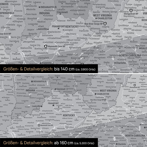 Canada & USA Push Pin Map TRAVEL® (Pinboard) – Multicolor Gray