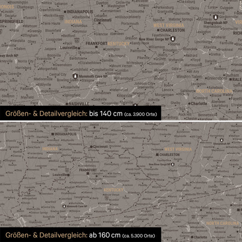Canada & USA Push Pin Map TRAVEL® (Pinboard) – Warmgray