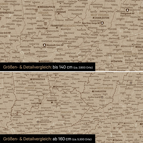 Canada & USA TRAVEL® Map Premium Poster – in 19 colors