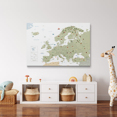 Europe Map for Children Push Pin Map – MINIVENTURES® White